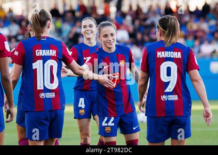 BARCELONE - 5 NOVEMBRE : Ona Batlle célèbre un but lors du match de la Liga F entre le FC Barcelone et le Sevilla FC à Estadi Johan Cruyff le 5 novembre 2 Banque D'Images