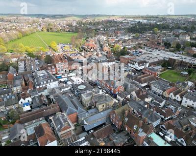 Saffron Walden marché carré Essex UK drone Aerial Banque D'Images