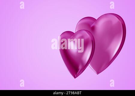 Deux coeurs de verre. Rendu love.3d de la Saint-Valentin Banque D'Images