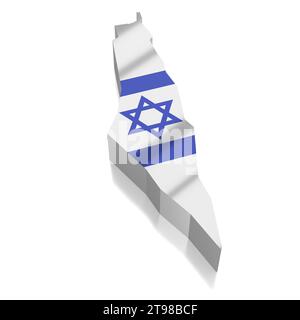 Israël - frontières du pays et drapeau - illustration 3D. Banque D'Images