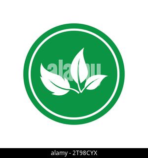 Icône feuille. affiche de produit biologique frais. Icône de feuille verte, étiquette d'aliment biologique. Banque D'Images