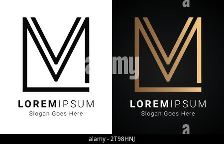 Design de logo de lettre de texte de luxe initial ML ou LM monogramme Illustration de Vecteur