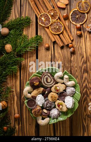 Différents types de biscuits de noël tchèques typiques Banque D'Images