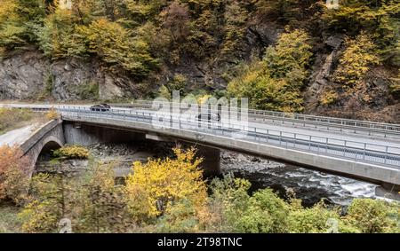 Image de la gorge de la rivière Jiu dans le comté de Hunedoara, Roumanie. Banque D'Images