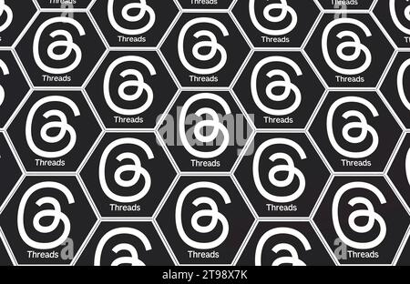 Logo threads. Une nouvelle application de médias sociaux de Meta à Rival Twitter. Rendu 3D. Banque D'Images