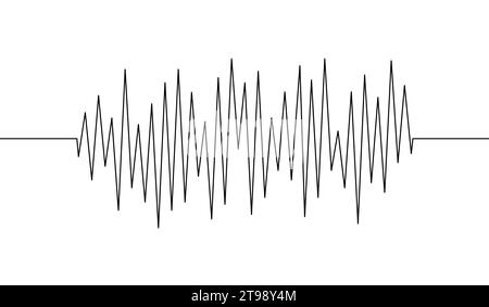 Vague une ligne. Tracé d'ondes en lignes continues. Son artistique. Dessinez de la musique à la main. Icône audio de contour. Voix conceptuelle. Croquis disque noir isolé sur blanc Illustration de Vecteur