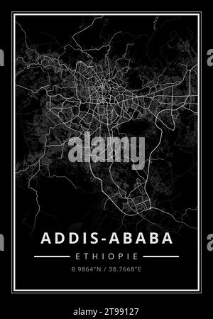 Carte de rue art de la ville d'Addis-Abeba en Ethiopie - Afrique Banque D'Images