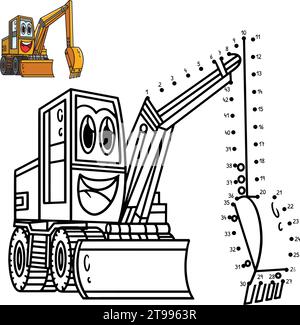 Couleur isolée de véhicule d'excavatrice point à point Illustration de Vecteur