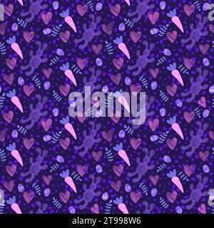 Aquarelle animaux de Pâques motif sans couture carotte et lapin pour le papier d'emballage et les tissus et le linge de maison et les vêtements d'enfants imprimer et emballage festif an Banque D'Images