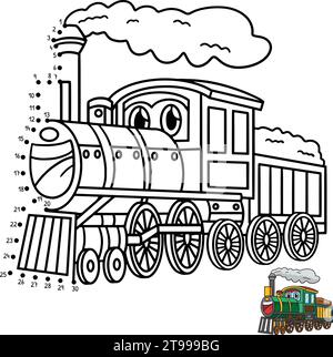 Véhicule de locomotive à vapeur DOT à DOT isolé Illustration de Vecteur