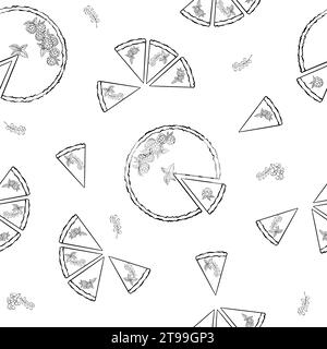 Cheesecake aux baies. Motif sans couture.Illustration vectorielle. Style graphique. dessiné à la main dans un style minimaliste simple. Peut être utilisé pour la cuisine, les notes Illustration de Vecteur