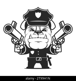 L'officier de police fait le signe d'arrêt avec la main, isolé sur fond blanc, illustration vectorielle Illustration de Vecteur