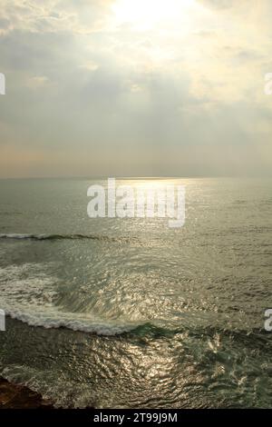 Vue sur l'arbre et l'océan depuis l'ancienne forteresse de Galle, Sri Lanka. Copier l'espace pour le texte, l'image verticale Banque D'Images