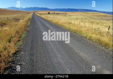 Route du ranch au nord d'Enterprise, comté de Wallowa, Oregon Banque D'Images