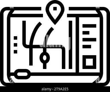 illustration vectorielle d'icône de ligne de livraison autonome de navigation gps Illustration de Vecteur