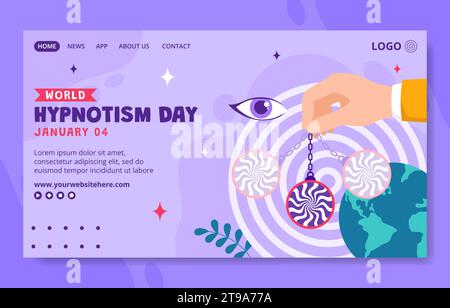 Hypnotism Day social Media Landing page Cartoon Hand Drawn Templates Illustration de fond Illustration de Vecteur