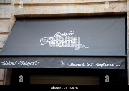 Bordeaux , France - 11 16 2023 : Bistro régent bar signe texte logo de la marque de franchise chaîne française de restaurant Banque D'Images