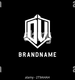 Logo DV initial avec graphique vectoriel de style de conception de forme de bouclier Illustration de Vecteur