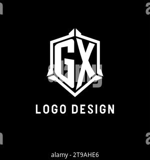 Logo GX initial avec graphique vectoriel de style de conception de forme de bouclier Illustration de Vecteur