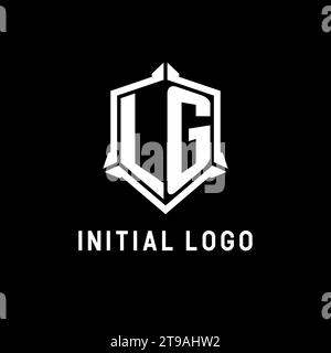 Initiale du logo LG avec graphisme vectoriel de style design en forme de bouclier Illustration de Vecteur