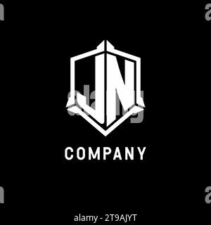 Logo JN initial avec graphique vectoriel de style de conception de forme de bouclier Illustration de Vecteur