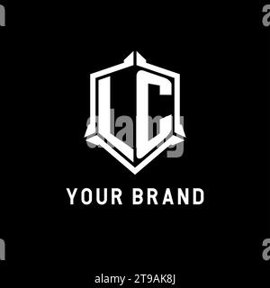 Logo LC initial avec graphique vectoriel de style de conception de forme de bouclier Illustration de Vecteur
