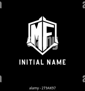 Initiale du logo MF avec motif vectoriel en forme de bouclier Illustration de Vecteur