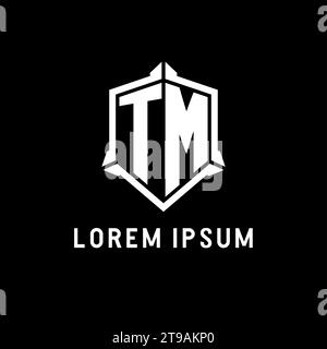 Initiale du logo TM avec motif vectoriel en forme de bouclier Illustration de Vecteur