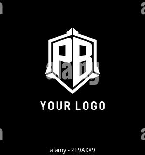 Logo PB initial avec graphisme vectoriel de style design en forme de bouclier Illustration de Vecteur
