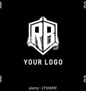 Logo RB initial avec graphique vectoriel de style de conception de forme de bouclier Illustration de Vecteur