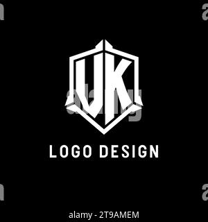 Logo VK initial avec graphique vectoriel de style de conception de forme de bouclier Illustration de Vecteur