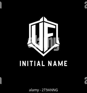 Logo UF initial avec graphique vectoriel de style de conception de forme de bouclier Illustration de Vecteur