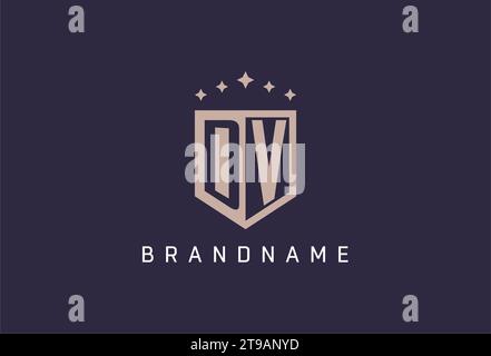 Logo initial bouclier DV icône inspiration de conception de style géométrique Illustration de Vecteur