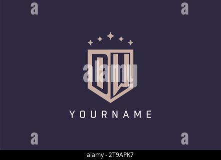 Logo DW initial Shield Icon style géométrique inspiration Illustration de Vecteur