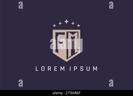 Logo FM initial Shield Icon style géométrique inspiration Illustration de Vecteur