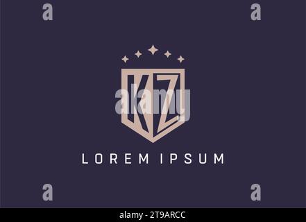 KZ initial Shield logo Icon inspiration de conception de style géométrique Illustration de Vecteur