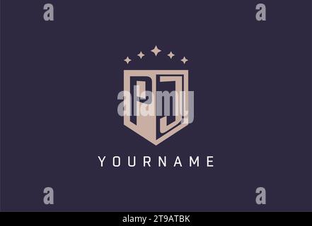 Logo initial bouclier PJ Icon inspiration de conception de style géométrique Illustration de Vecteur