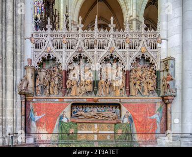 Paysage à l'intérieur de la cathédrale d'Amiens à Amiens, une ville et commune dans le nord de la France. Elle est la capitale du département de la somme dans la région des hauts Banque D'Images