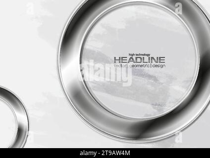 Cercles argentés sur fond abstrait grunge aquarelle. Conception vectorielle Illustration de Vecteur