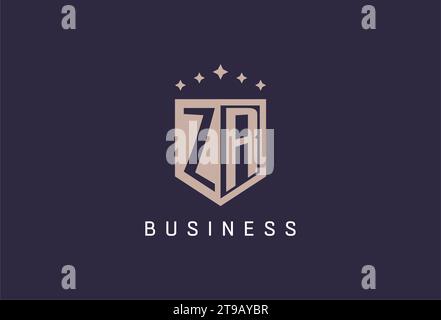 Logo ZR initial Shield Icon style géométrique inspiration Illustration de Vecteur