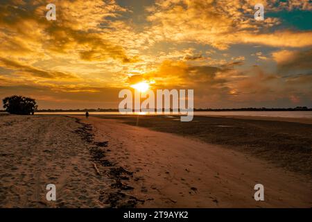 Vue panoramique de Shela Beach au lever du soleil à Lamu Isand, Kenya Banque D'Images