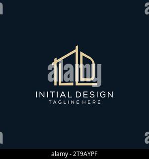 Logo LD initial, graphique vectoriel de conception de logo architectural et de construction propre et moderne Illustration de Vecteur