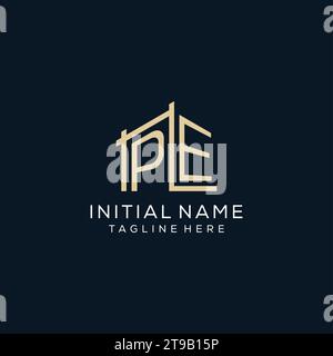 Logo PE initial, graphique vectoriel de conception de logo architectural et de construction propre et moderne Illustration de Vecteur