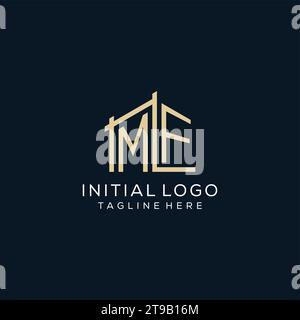 Logo MF initial, graphisme vectoriel de conception de logo architectural et de construction propre et moderne Illustration de Vecteur