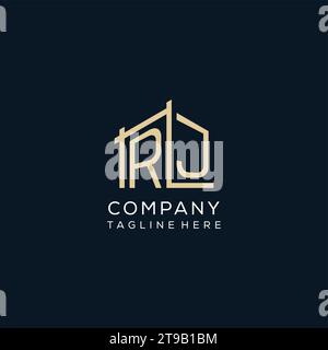 Logo RJ initial, graphique vectoriel de conception de logo architectural et de construction propre et moderne Illustration de Vecteur