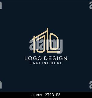 Logo JO initial, graphique vectoriel de conception de logo architectural et de construction propre et moderne Illustration de Vecteur