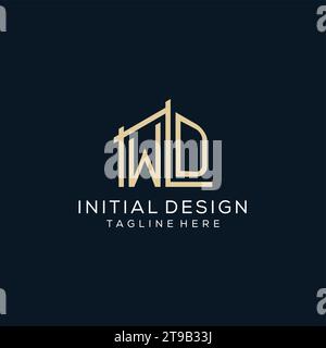 Logo WD initial, graphique vectoriel de conception de logo architectural et de construction propre et moderne Illustration de Vecteur