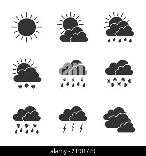 Différentes icônes de conditions météorologiques. Icônes météo définies. Illustrations vectorielles Illustration de Vecteur