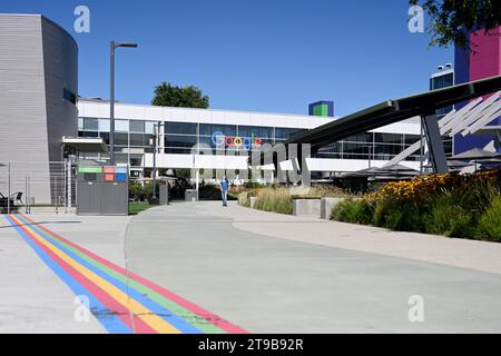 Mountain View, CA, États-Unis - 28 juillet 2023 : le siège social Googleplex de Google et de sa société mère, Alphabet Inc, situé au 1600 Amphithée Banque D'Images