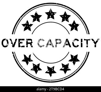 Mot grunge noir sur la capacité avec icône en étoile timbre de joint en caoutchouc rond sur fond blanc Illustration de Vecteur